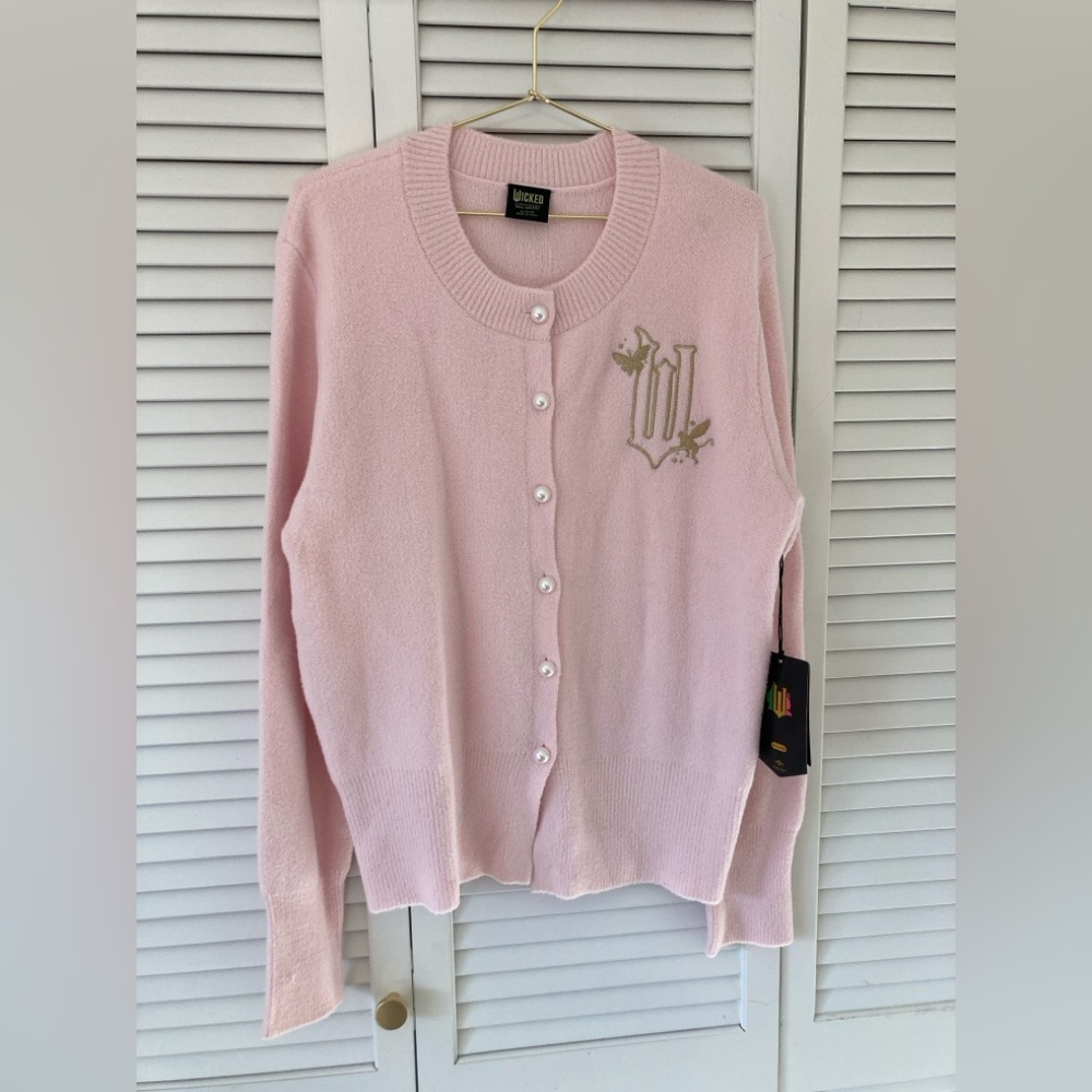 Wicked Paul Tazewell Pink Glinda Cardigan w/Pearl Gold Embroidered  NWT XL